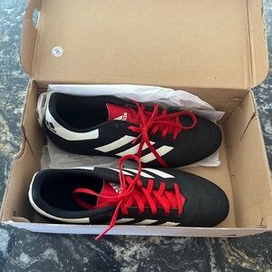 Adidas Black and Red Athletic Shoes with Red Laces